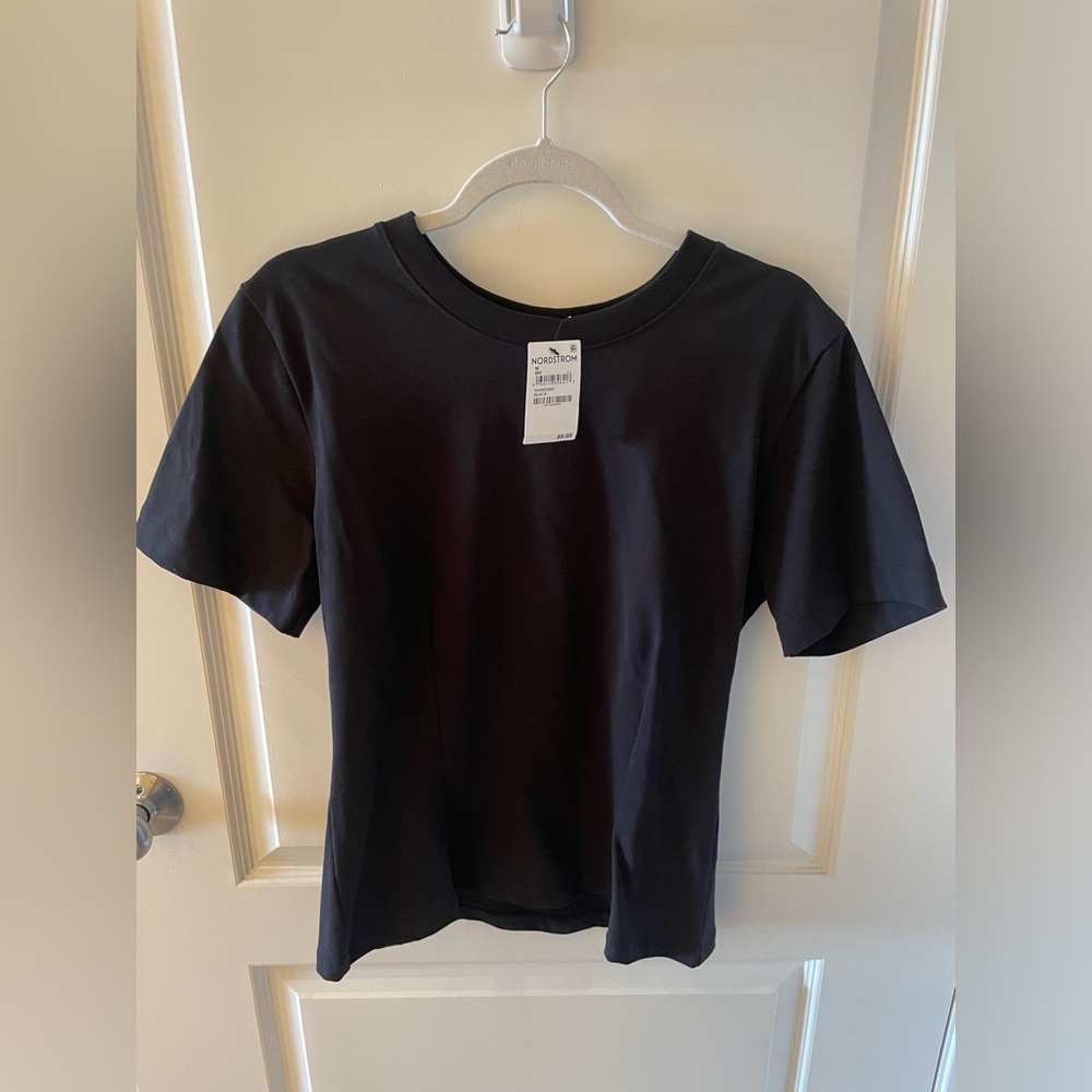 Nordstrom Signature Black Tee - with pleated detail